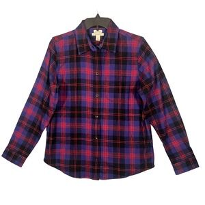 NWT L.L. Bean Women's Scotch Plaid Flannel Shirt Plaid S Relaxed Fit Cabincore